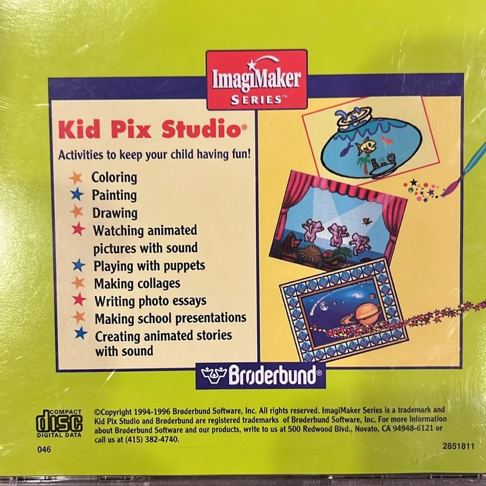 🌻 5/$15 Brøderbund KidPix studio cd